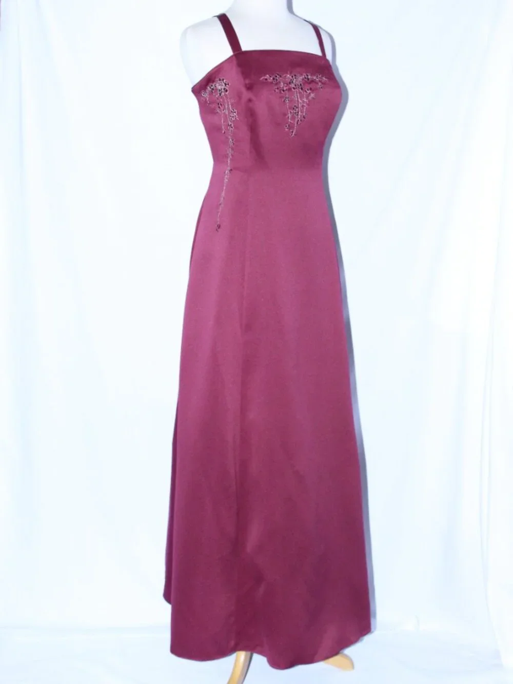 Poly USA #2398 Long Satin Bridesmaid Dress With Embroidery-Size 3X-BURGUNDY-NWT - Picture 3 of 4